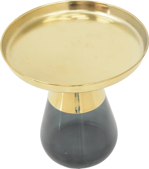 Tavolinë kafeje Kunlo Inart krom i artë-xham i zi D50x53.5cm