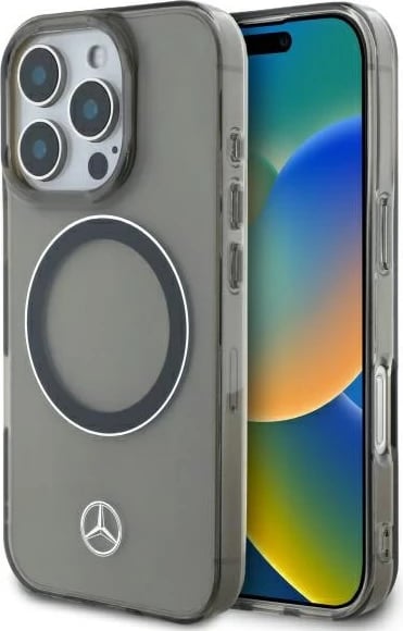 Mbështjellës Mercedes Silver Ring MagSafe për iPhone 16 Pro, Zi