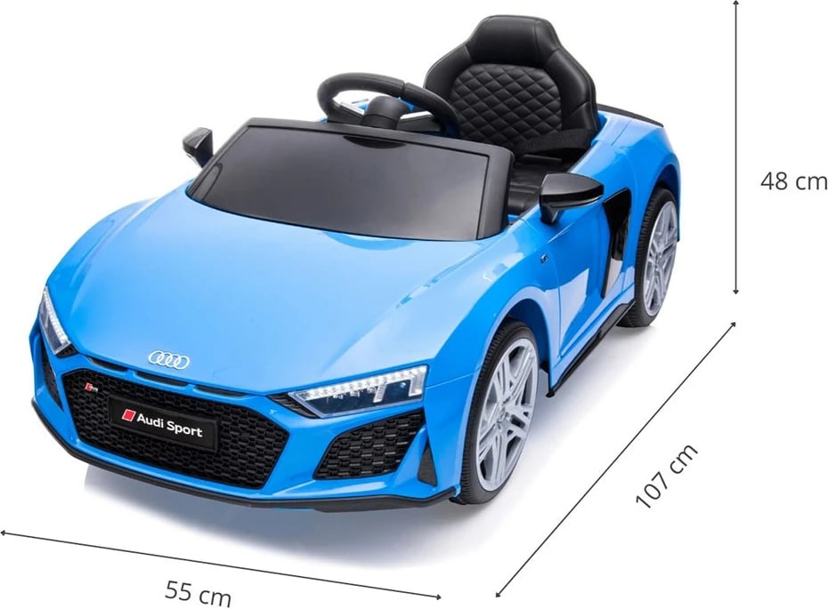 makinë elektrike për fëmijë, Milly Mally Audi R8 Spyder, 12V 2x30W, 1 ulëse, telekomandë, rrota EVA, blu