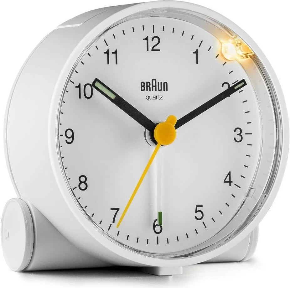 Alarm Braun BC01W, quartz, analog, bardhë Alarm Braun BC01W, quartz, analog, bardhë