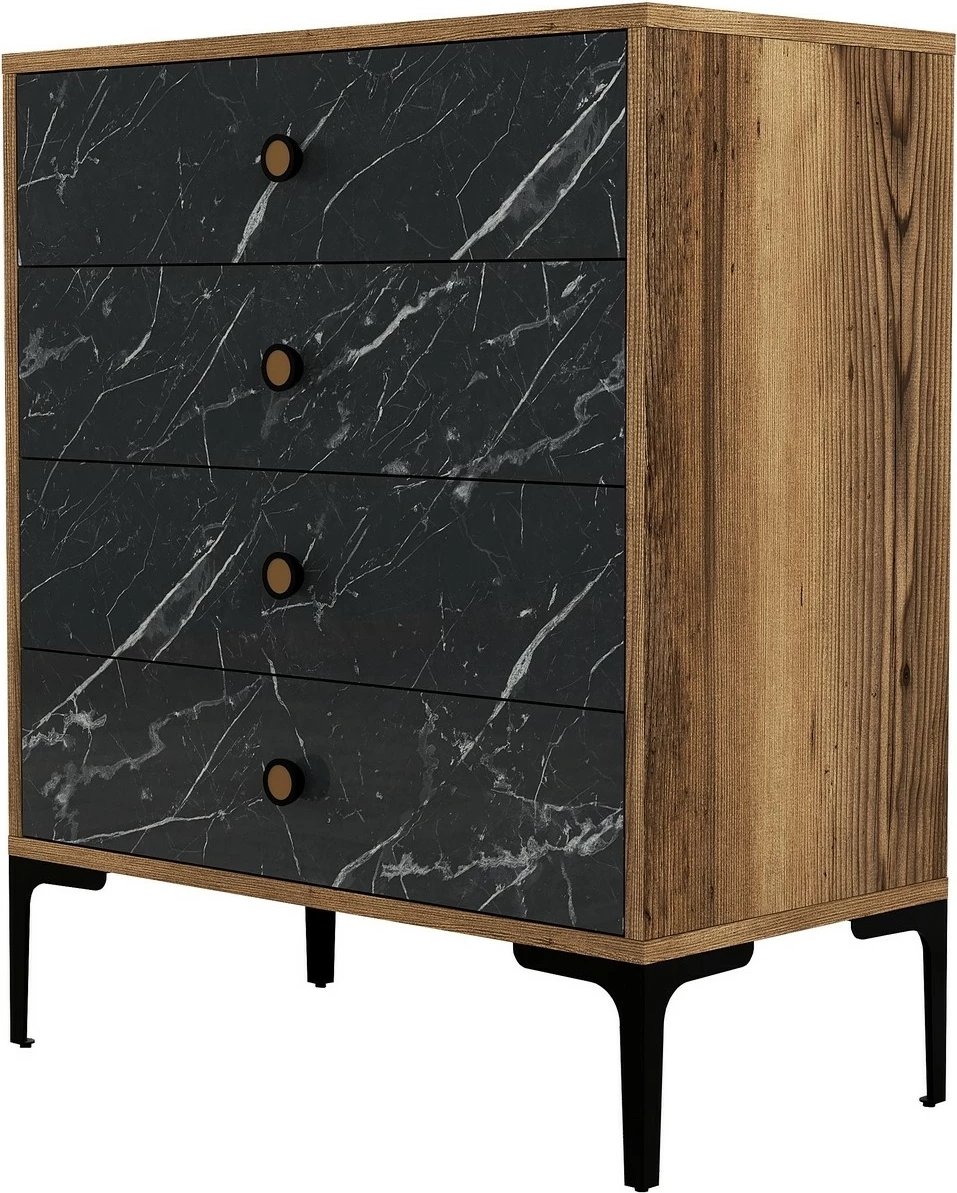 Komodë Hanah Home, Lizbon 541, ngjyrë arre, e zezë