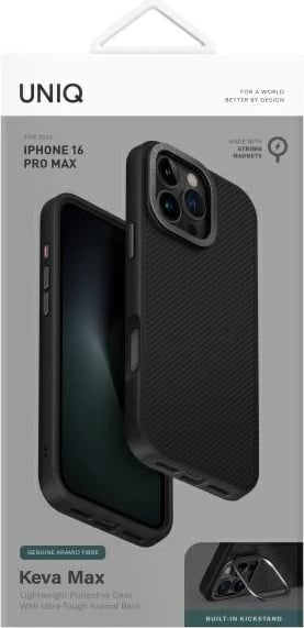 Mbështjellës UNIQ Keva Max Magclick për iPhone 16 Pro Max, i zi