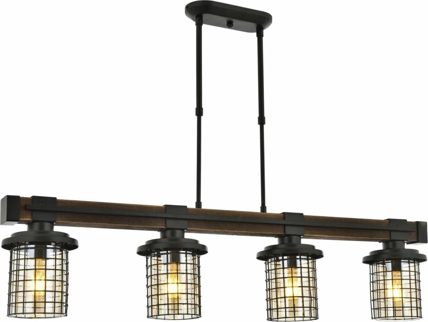 Llambë tavani Opviq, AV-4216-4EY, metal e xham, ngjyrë e zezë dhe lisi, 70x95cm