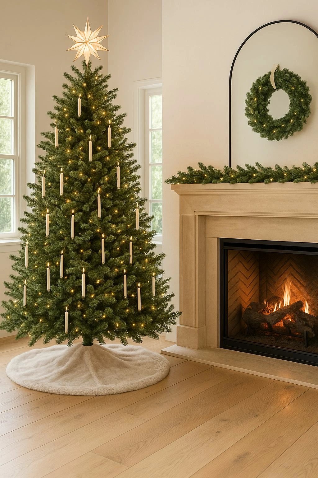 Qilim për pemë të Vitit të Ri, Evila Originals, ngjyrë e bardhë, 6 shirita