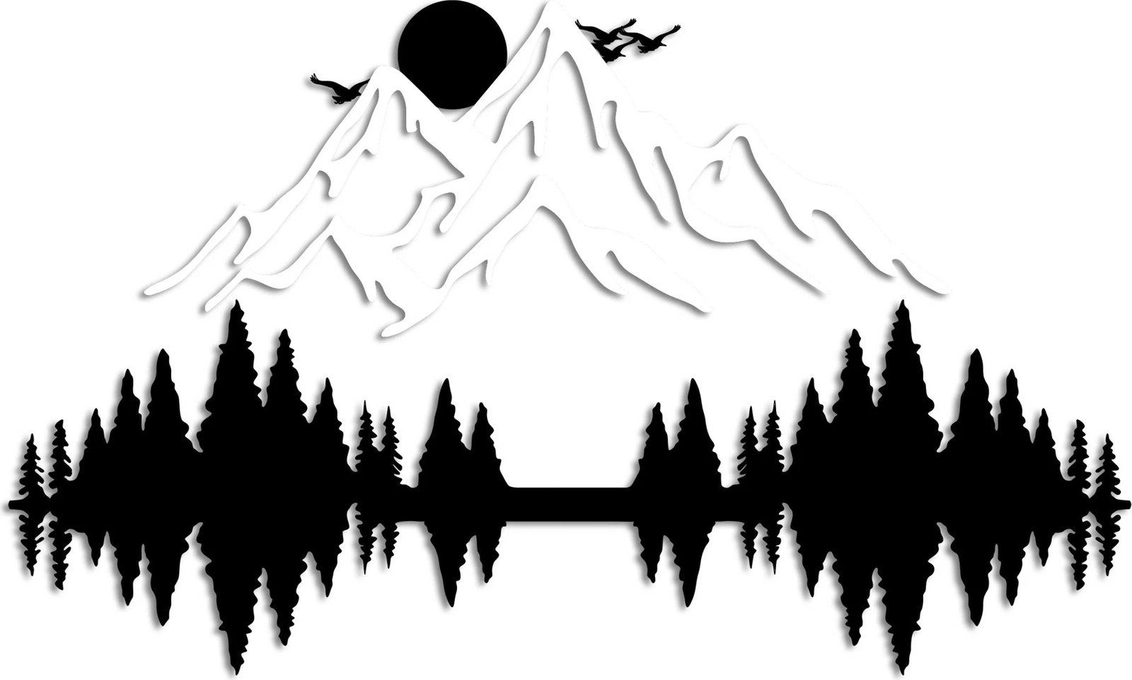 Aksesor dekorativ metalik për mur, natyrë dhe male, Wallity - 2 copë