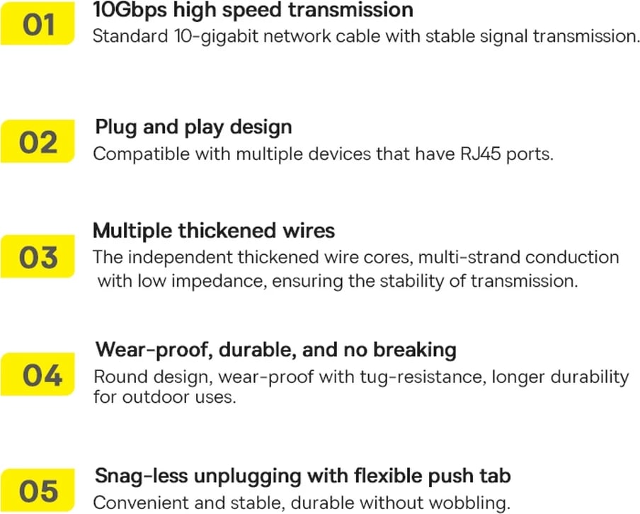 Kabllo rrjeti Baseus Speed Seven, Cat 7, RJ45, 1m, e zezë