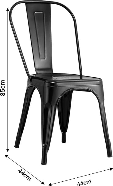 Karrige Utopia metalike e zezë mat 44x44x85cm