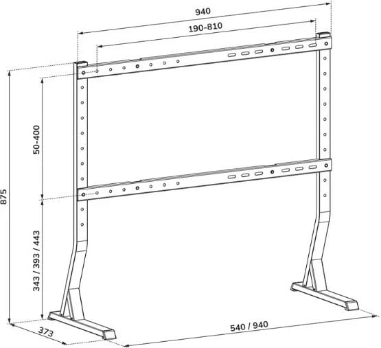 Stendë TV tavoline, Neomounts DS45-430BL18, 45-90", 60 kg, VESA 200x200-800x400, çelik, e zezë