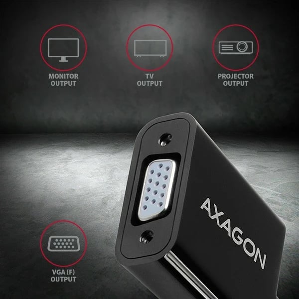 Adapter AXAGON RVH-VGN HDMI në VGA, i zi
