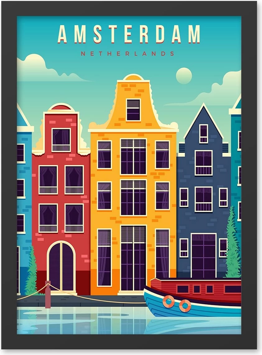 Pikturë dekorative me kornizë MDF, Amsterdam, 40x55cm