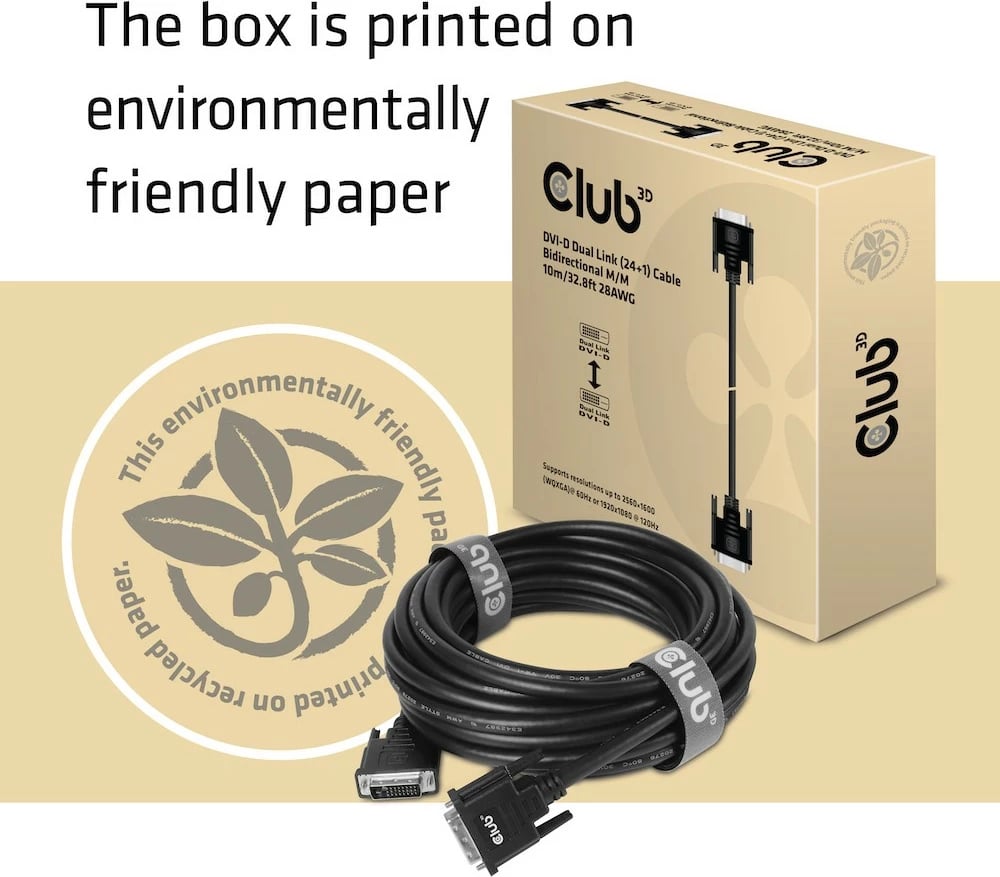 Kabllo DVI Dual Link Club3D 3m, 24+1, e zezë