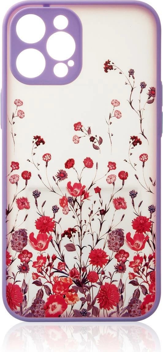 Mbështjellës Hurtel Design Case për iPhone 12 Pro Max, lule, vjollcë