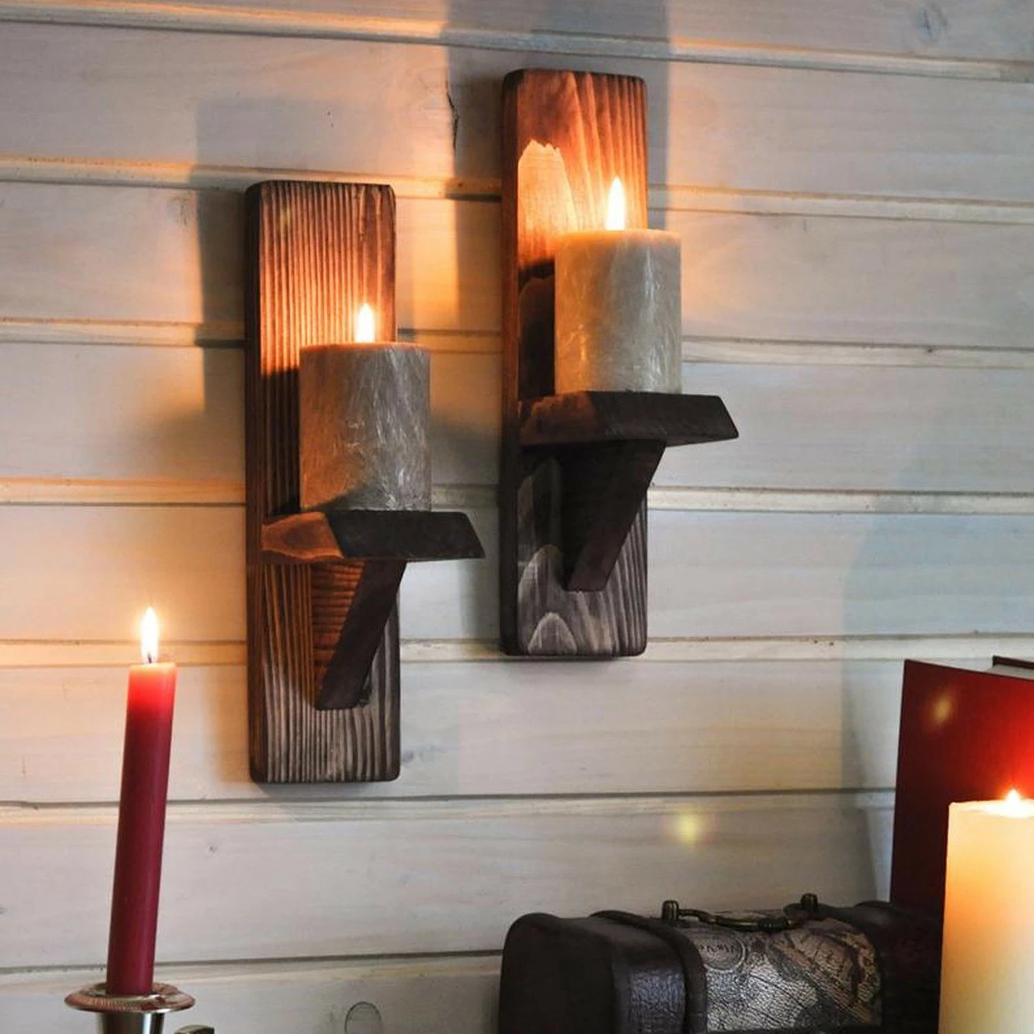 Raf muri Hanah Home, ngjyrë arre, 2 copë, Raf248