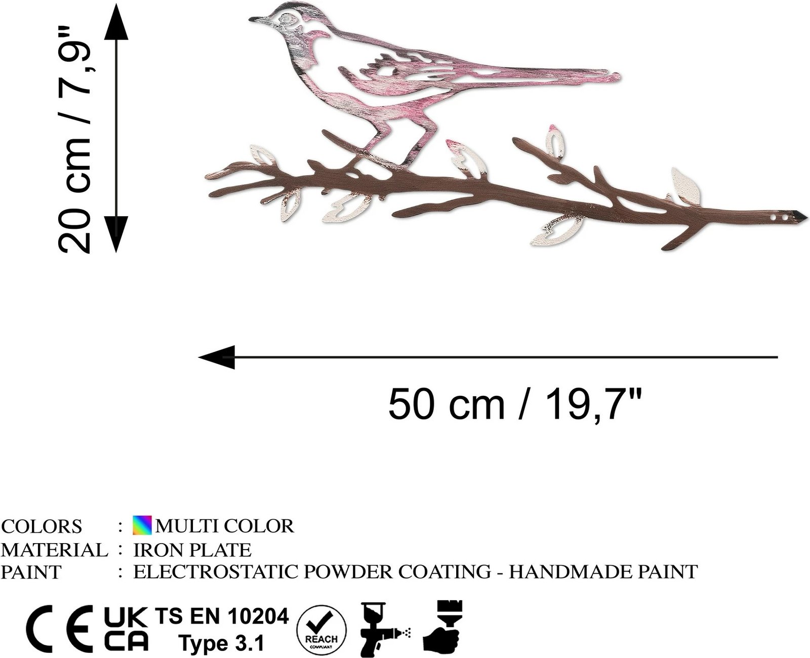 Objekt dekorativ kopshti Aberto Design, zog në degë, 25