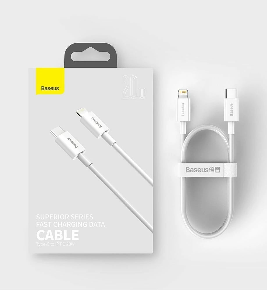 Kabllo Baseus Superior Series CATLYS-A01, USB-C në Lightning, 1m, 20W, e zezë