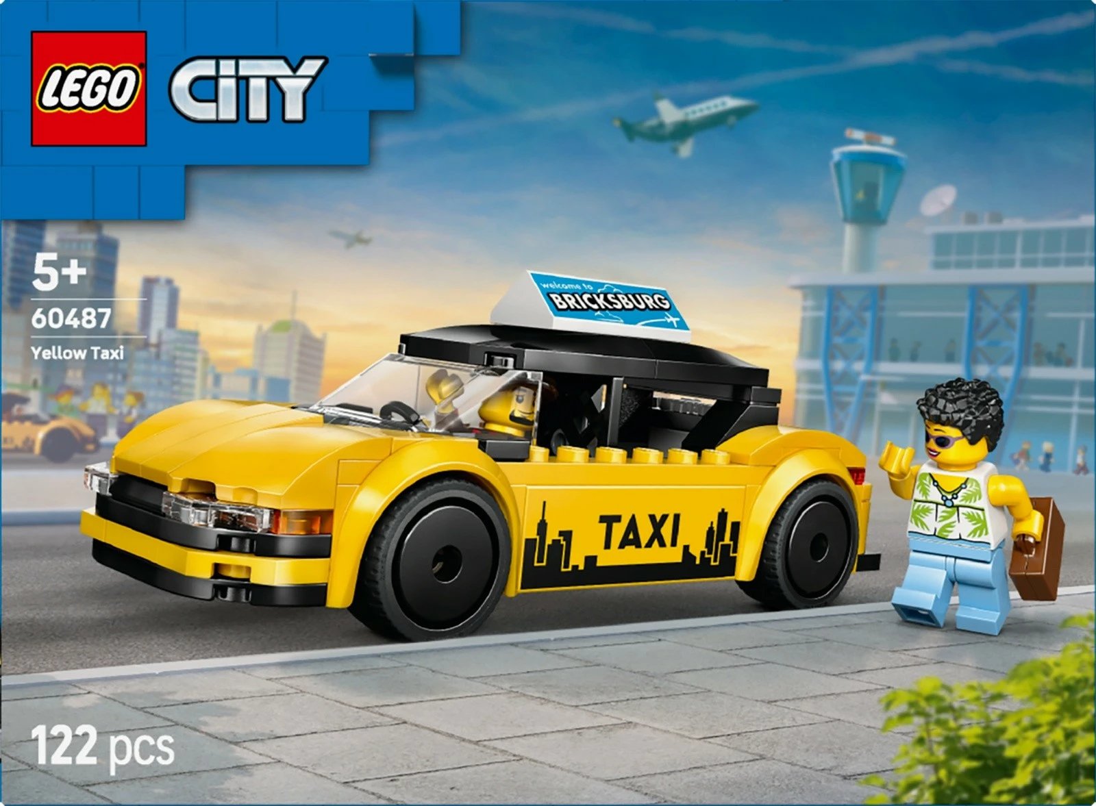 Set blloqesh, LEGO, City 60487 Yellow Taxi, 122 pjesë, moshat 5+, e verdhë