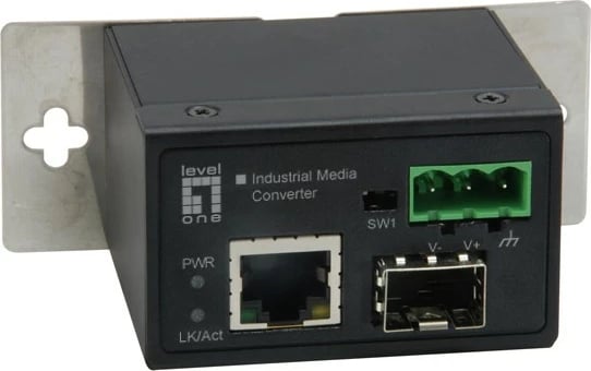 Konvertues mediash LevelOne RJ45 në SFP, Ethernet i shpejtë, i zi