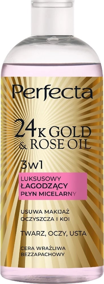 Ujë micelar për femra Perfecta 24K Gold & Rose Oil Luxury Soothing, 400ml