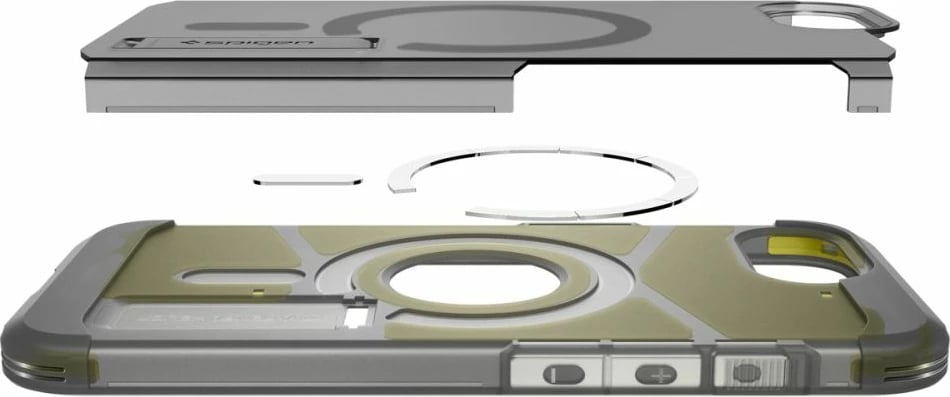 Mbështjellës Spigen Tough Armor MagSafe për iPhone 16e, Gri/Transparent
