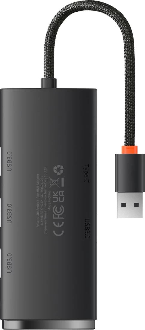 HUB Baseus Lite Series WKQX030001, 4x USB-A 3.0, 0.25m, zi