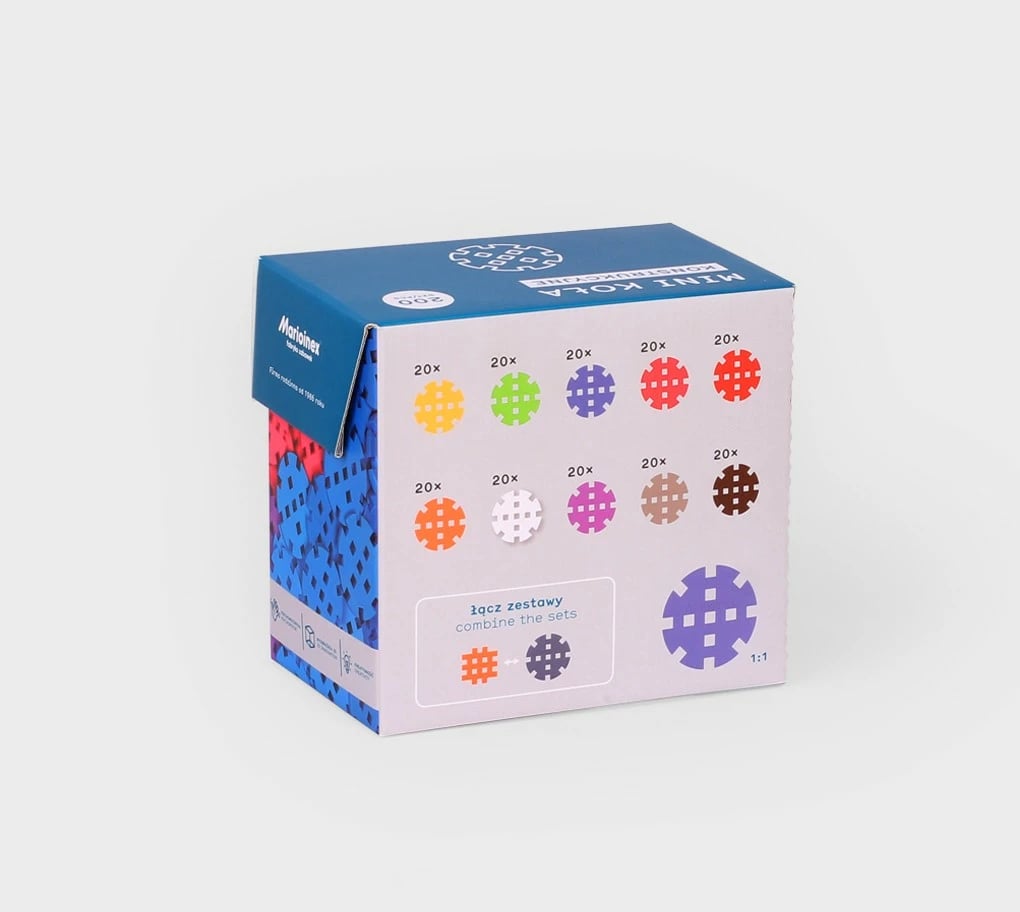 Set blloqe ndërtimi Marioinex Mini Waffle, 200 copë, shumëngjyrëshe