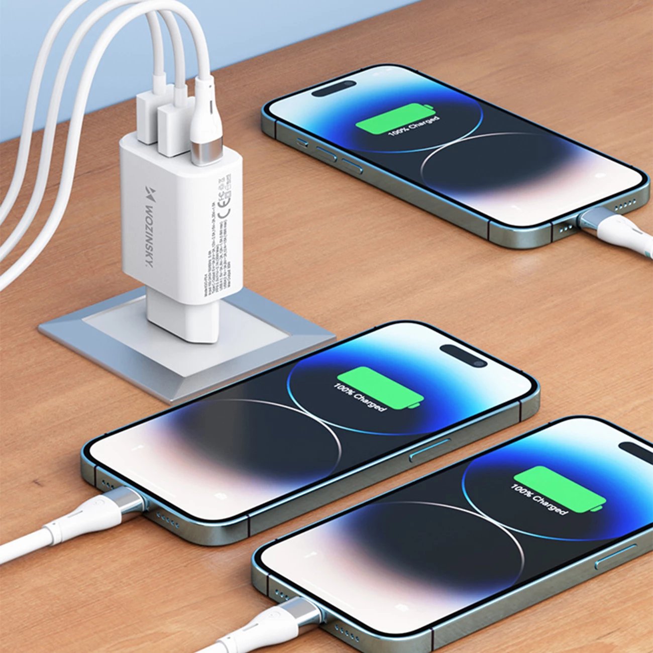 Karikues muri Wozinsky CWCUCW, 30W, 1x USB-C, 2x USB-A, i bardhë