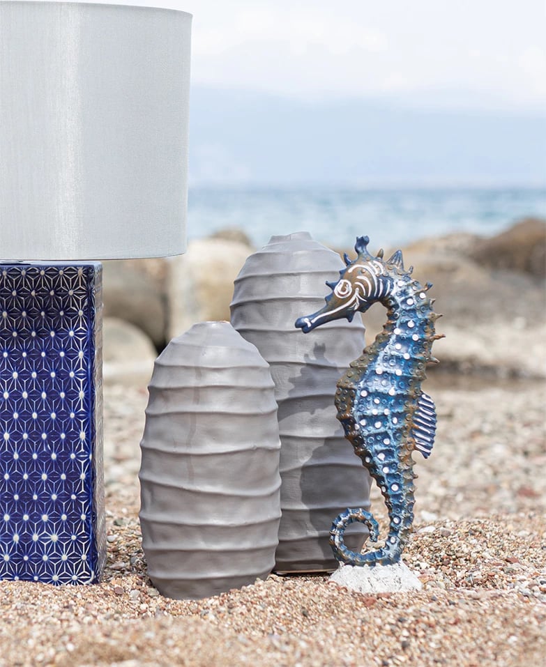 Vazo dekorative prej qeramike, ngjyrë gri, 13x13x26cm