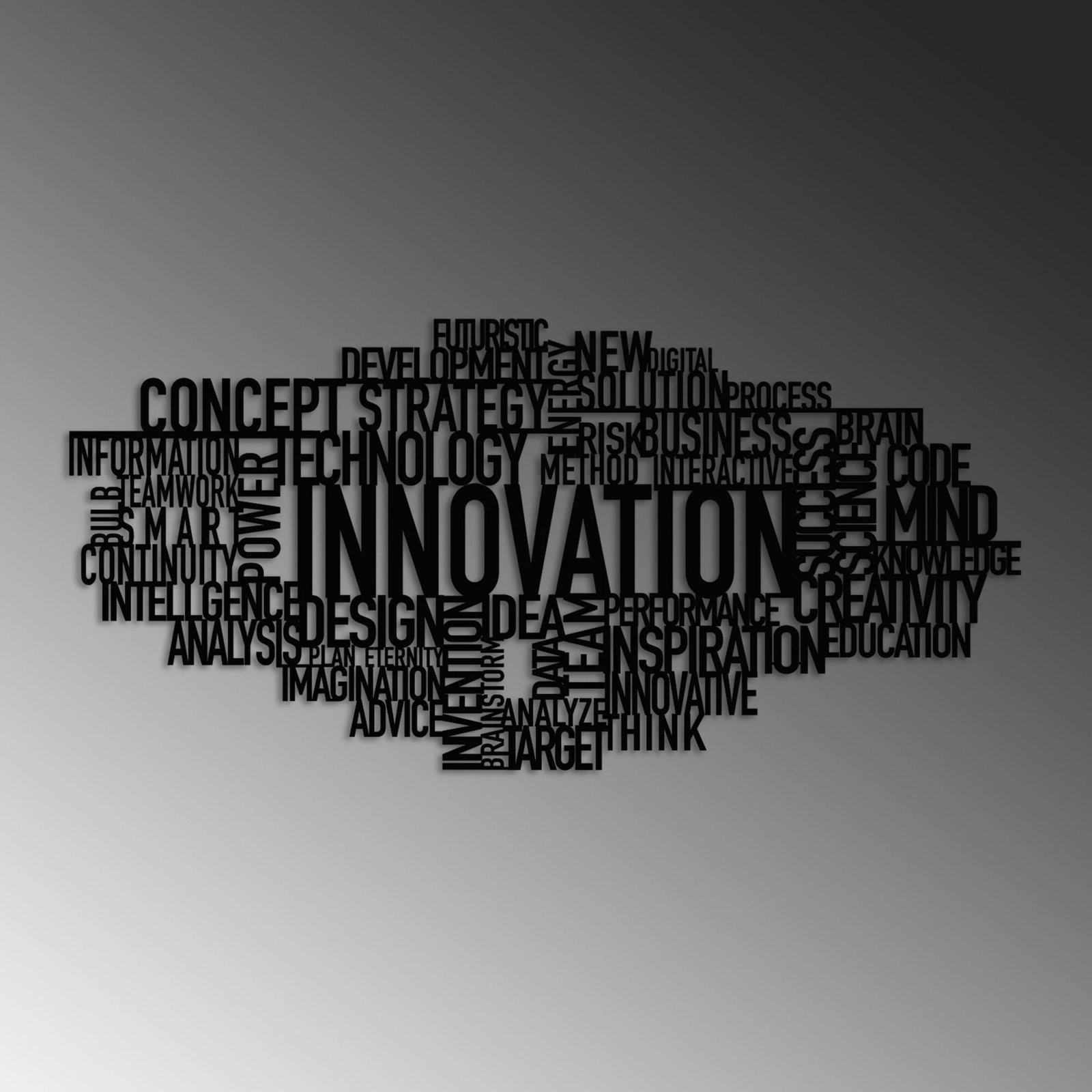 Aksesor dekorativ metalik për mur, Wallity Innovation, ngjyrë e zezë, 86x41cm