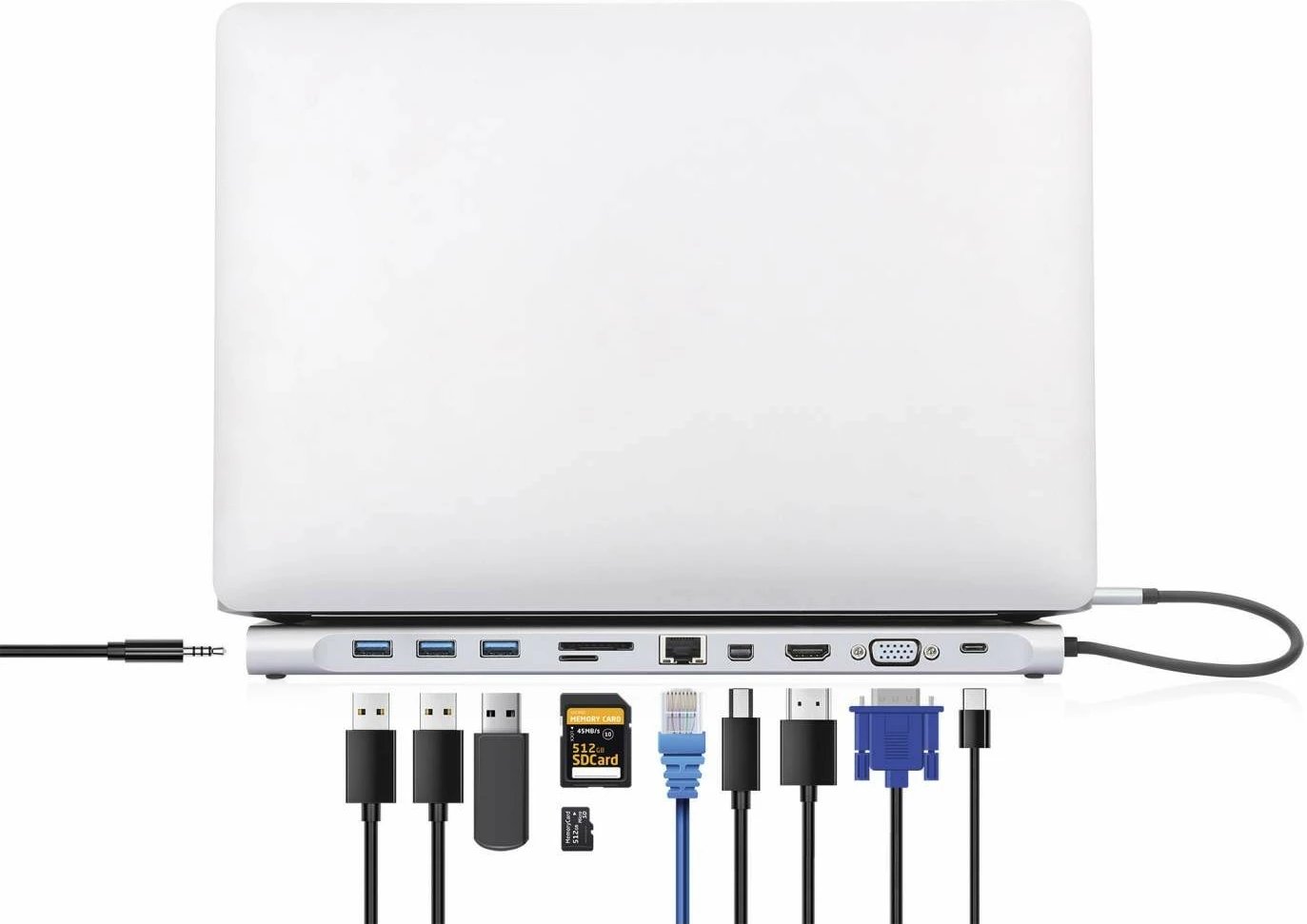 Docking station MANHATTAN USB-C 11in1 MST, për 3 monitorë, argjend Docking station MANHATTAN USB-C 11in1 MST, për 3 monitorë, argjend