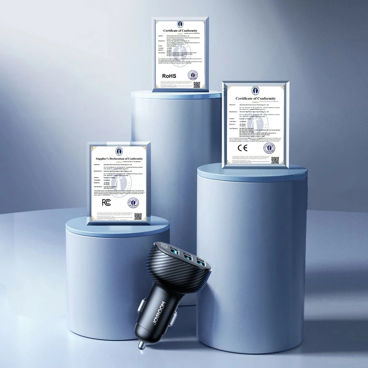 Karikues veture Joyroom JR-CCD03, 3x USB-A, 3.4A, me ekran, zi