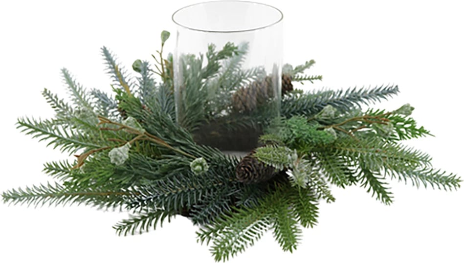 Mbajtës qirinjsh Gaboon për Krishtlindje, 46x46x20, PVC, PE, ngjyrë e gjelbër