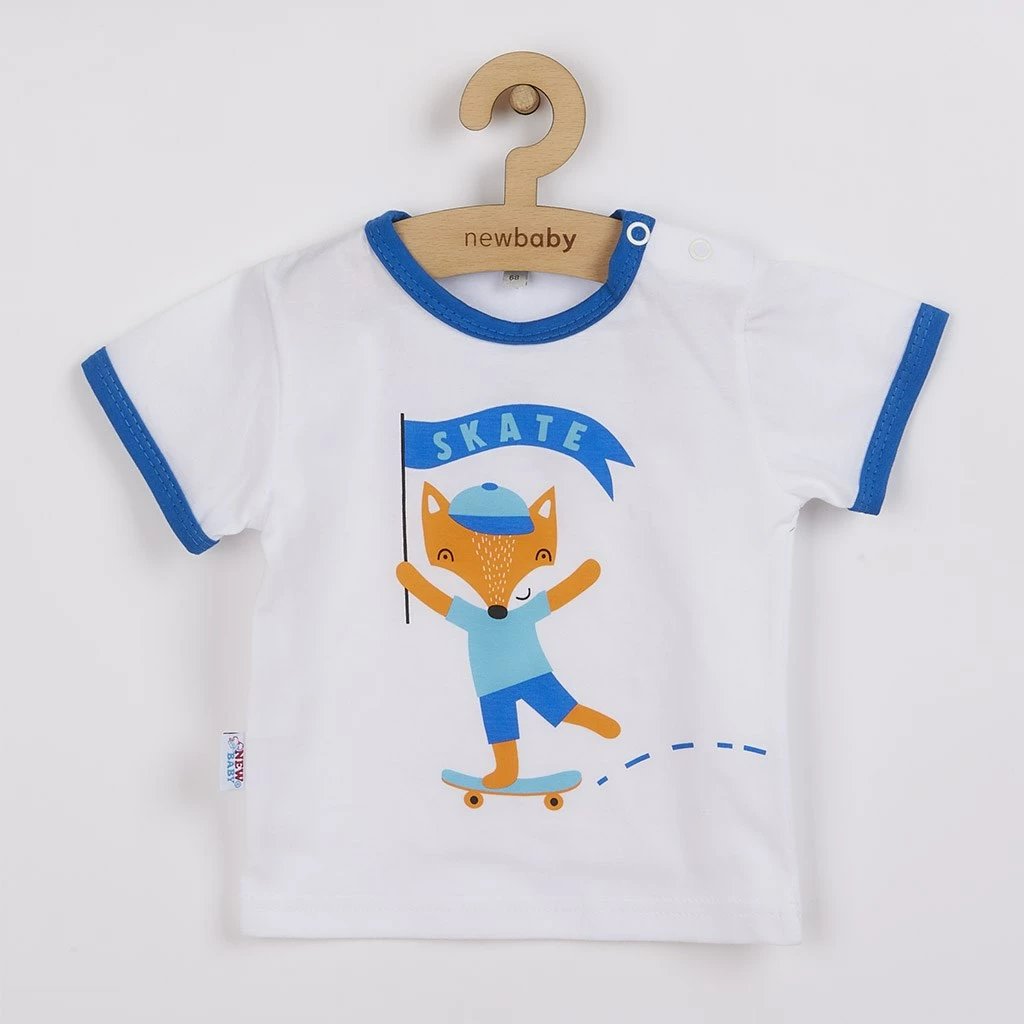 Set bluzë + pantallona të shkurta, New Baby, Fox, 100% pambuk, madhësia 62 (3-6m), blu, set 2 copë