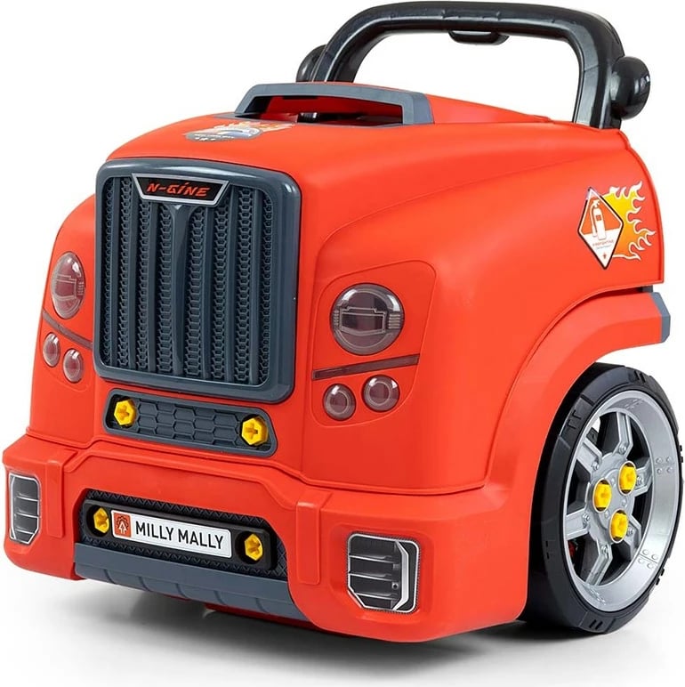 Lodër edukative model motori makine, Milly Mally N-GINE, set 56 copë, efekte dritë/tingull, STEM, 3+, e kuqe