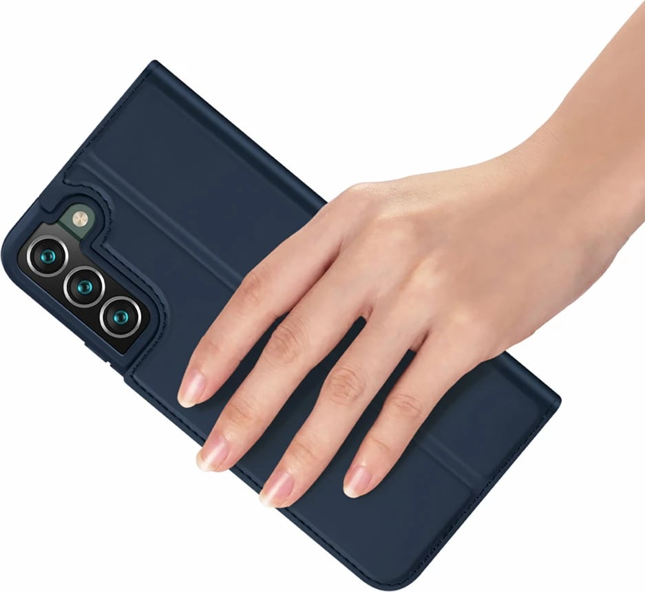 Mbështjellës Dux Ducis Skin Pro për Samsung Galaxy S22+, me kapak, funksion stand, xhep kartelash, Blu