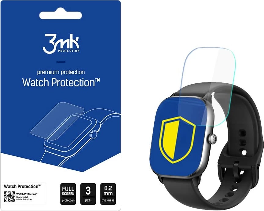 Film mbrojtës për orë të mençur 3mk Protection Watch Protection ARC+, për Xiaomi Amazfit GTS 4 Mini, Transparent, 3 copë