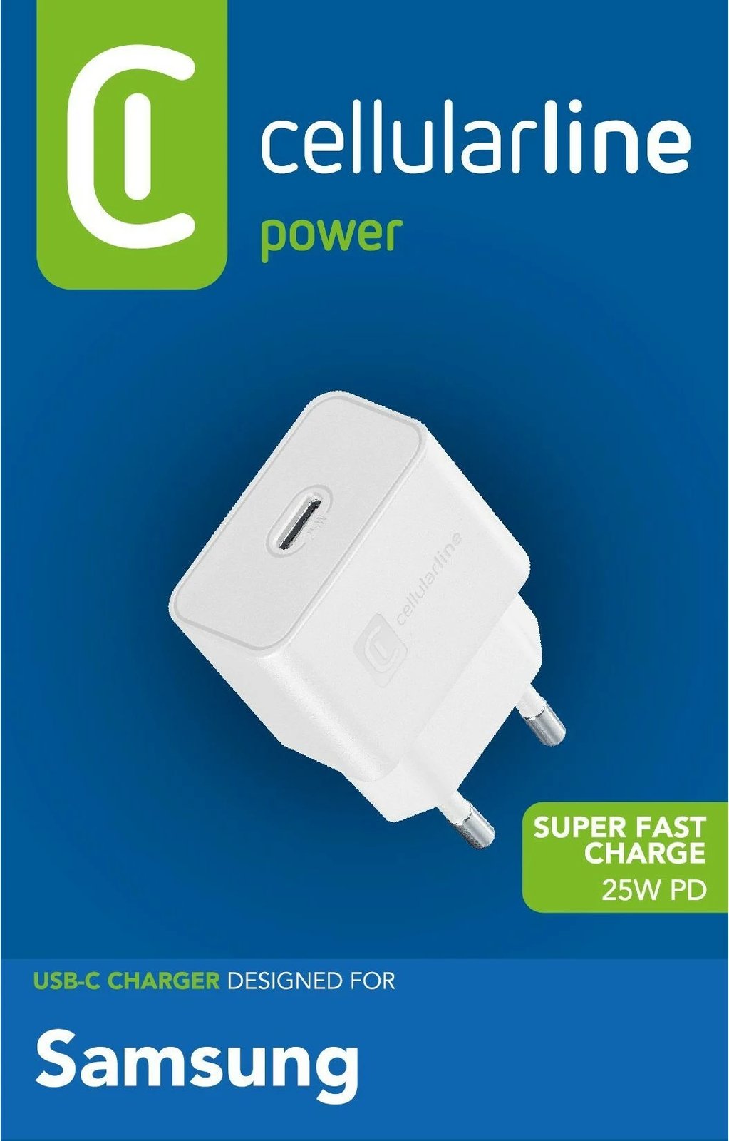 Karikues i shpejtë Cellular Line Super Fast Charger 25W, USB-C, i bardhë