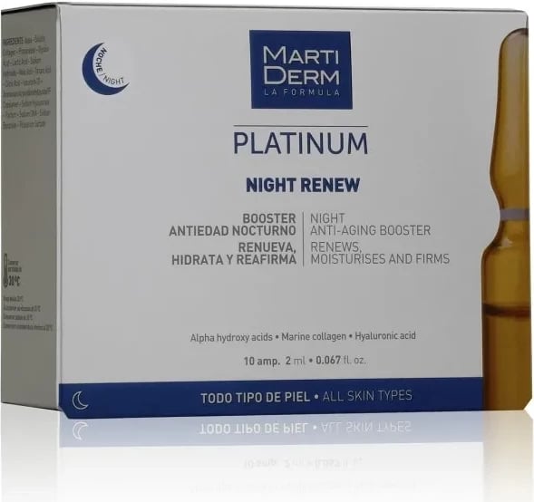 Ampula për fytyrë Martiderm Platinum Night Renew unisex 10x2ml Ampula për fytyrë Martiderm Platinum Night Renew unisex 10x2ml
