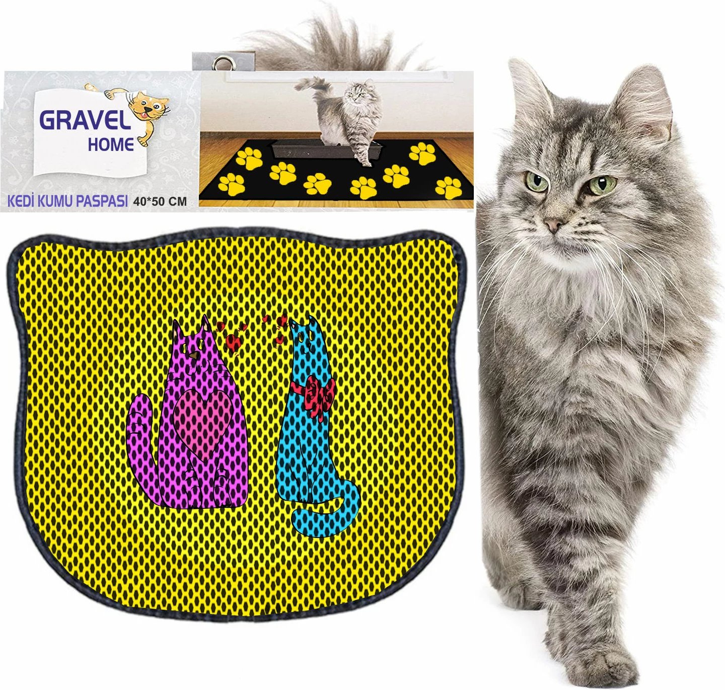 Tapet për rërë mace, shumëngjyrësh, Paws & Whiskers, Kdkafa0033, 40x50cm