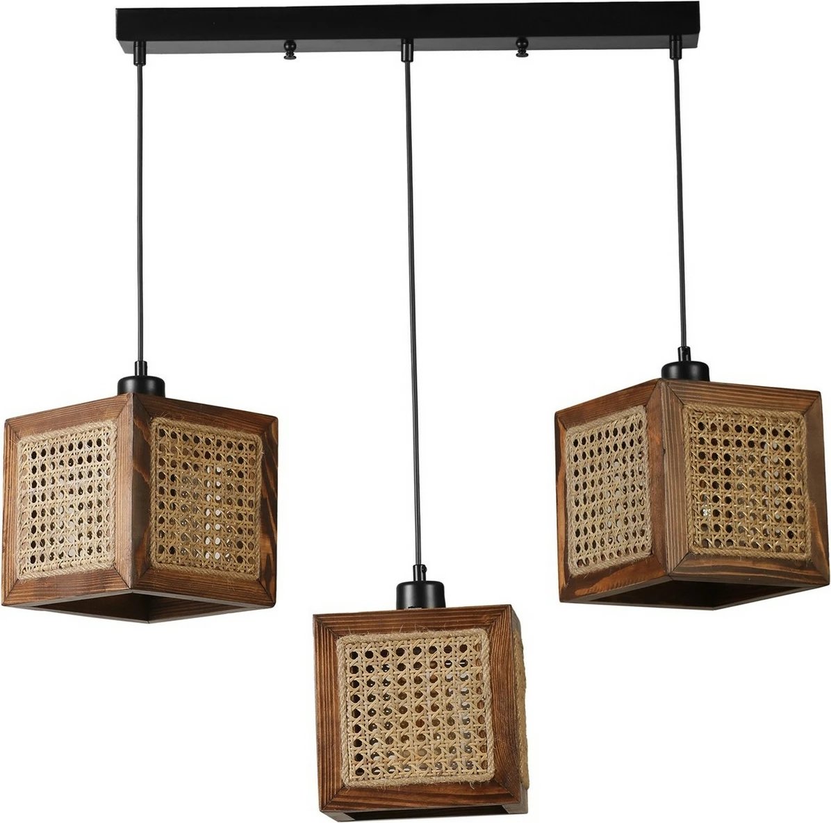 Llambë tavani Opviq, dru bredhi, kapak ratan, ngjyrë arre, 8700-5