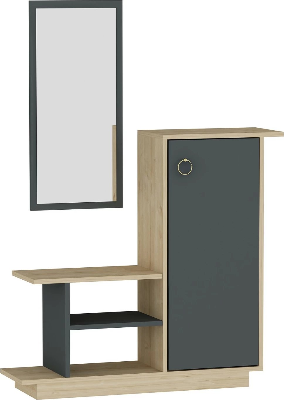 Stendë për korridor, stil skandinav, ngjyrë lis dhe antracit, Hanah Home, Asia