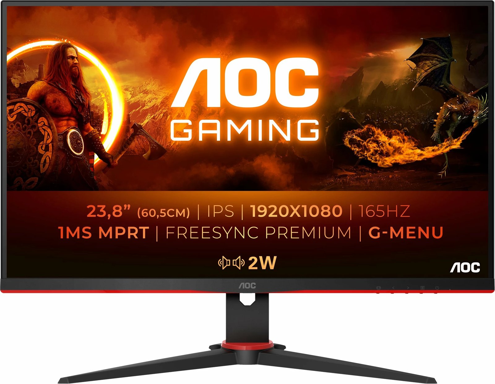 Gaming Monitor AOC Gaming 24G2SPAE/BK, 23.8", Full HD, 165Hz