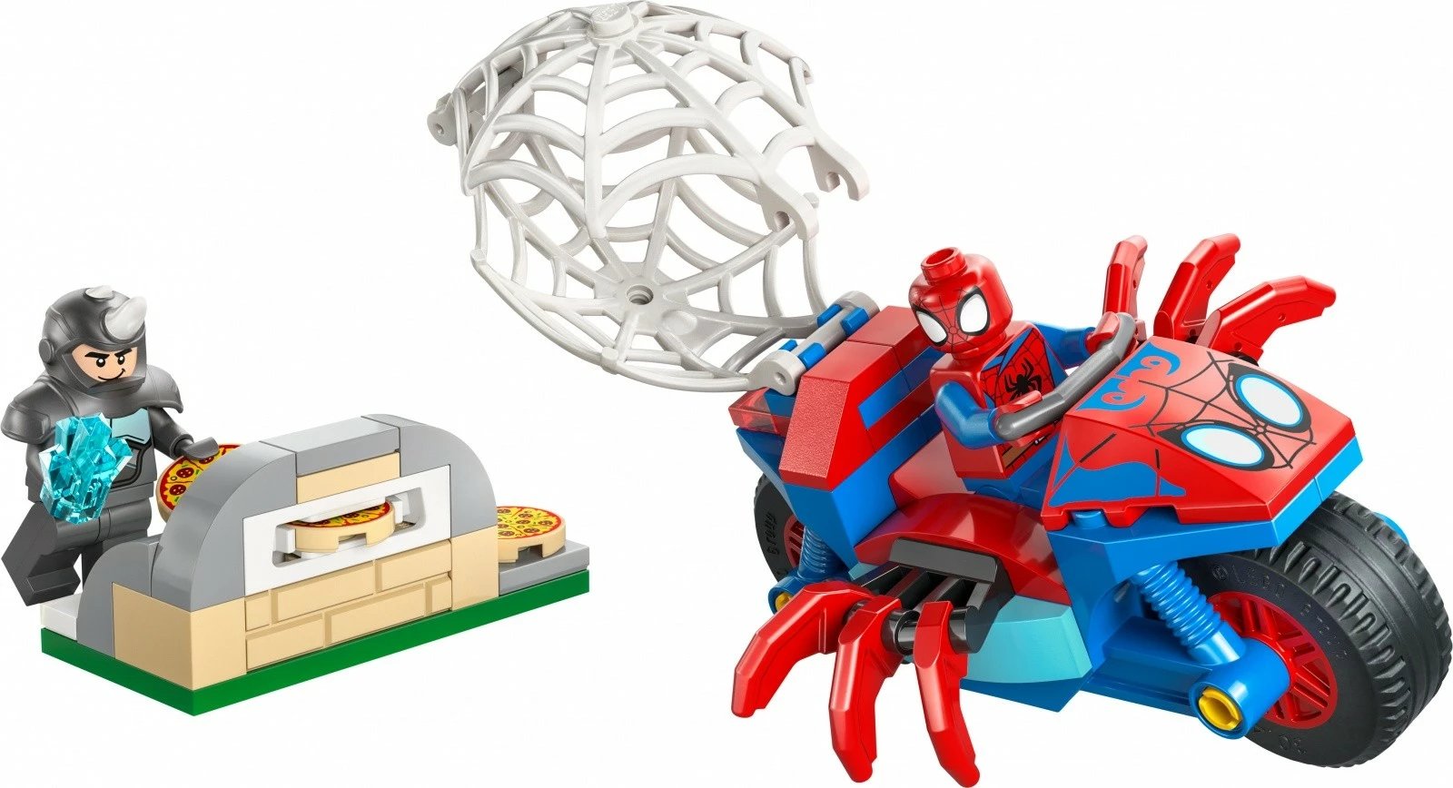 Set ndërtimi LEGO Marvel Spidey 11206, Spidey në motor kundër Rhino, 61 pjesë, 4+, set i vogël