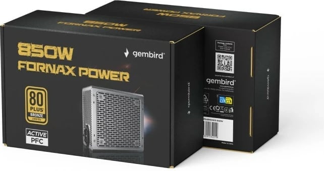 Kasë furnizimi Gembird Fornax Power 850W, 80 PLUS Bronze, e zezë