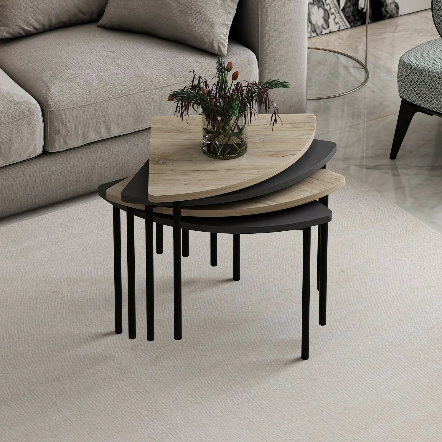 Tavolinë kafeje Emma, ngjyrë antracit, Skye Decor, 8917