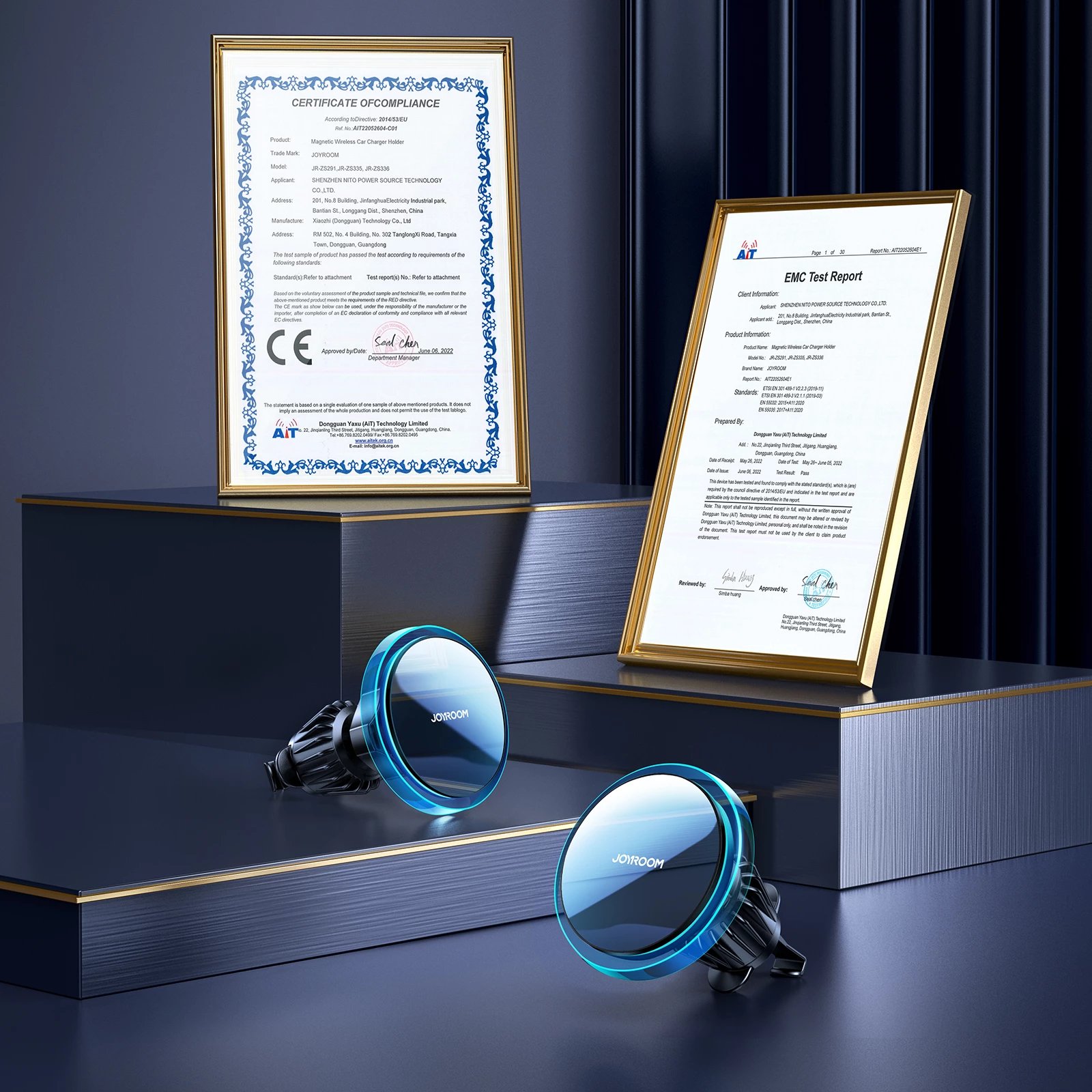 Mbajtëse makine për celular me karikues wireless MagSafe 15W, Joyroom JR-ZS291, për grilë ajrimi, me rrotullim 360°, me kabllo USB-A në USB-C, argjendtë