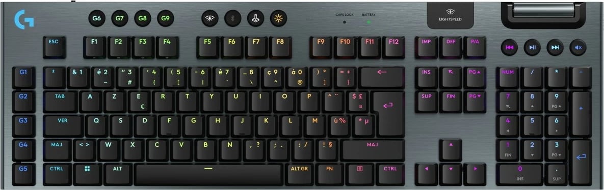 Tastierë gaming Logitech G915 X LIGHTSPEED wireless, layout FR, e zezë