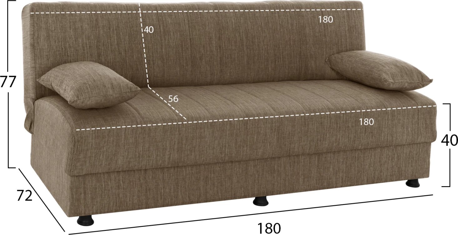 Divan shtrat tre-vendësh, pëlhurë kafe, FH3239.02