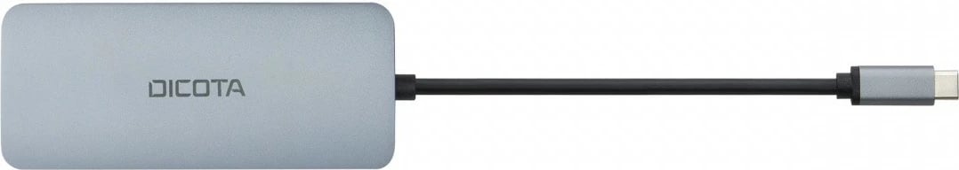 Hub USB‑C 8‑në‑1 DICOTA D32062 4K, PD 100W, HDMI, RJ‑45, 3x USB‑A, USB‑C, lexues SD/microSD argjendtë