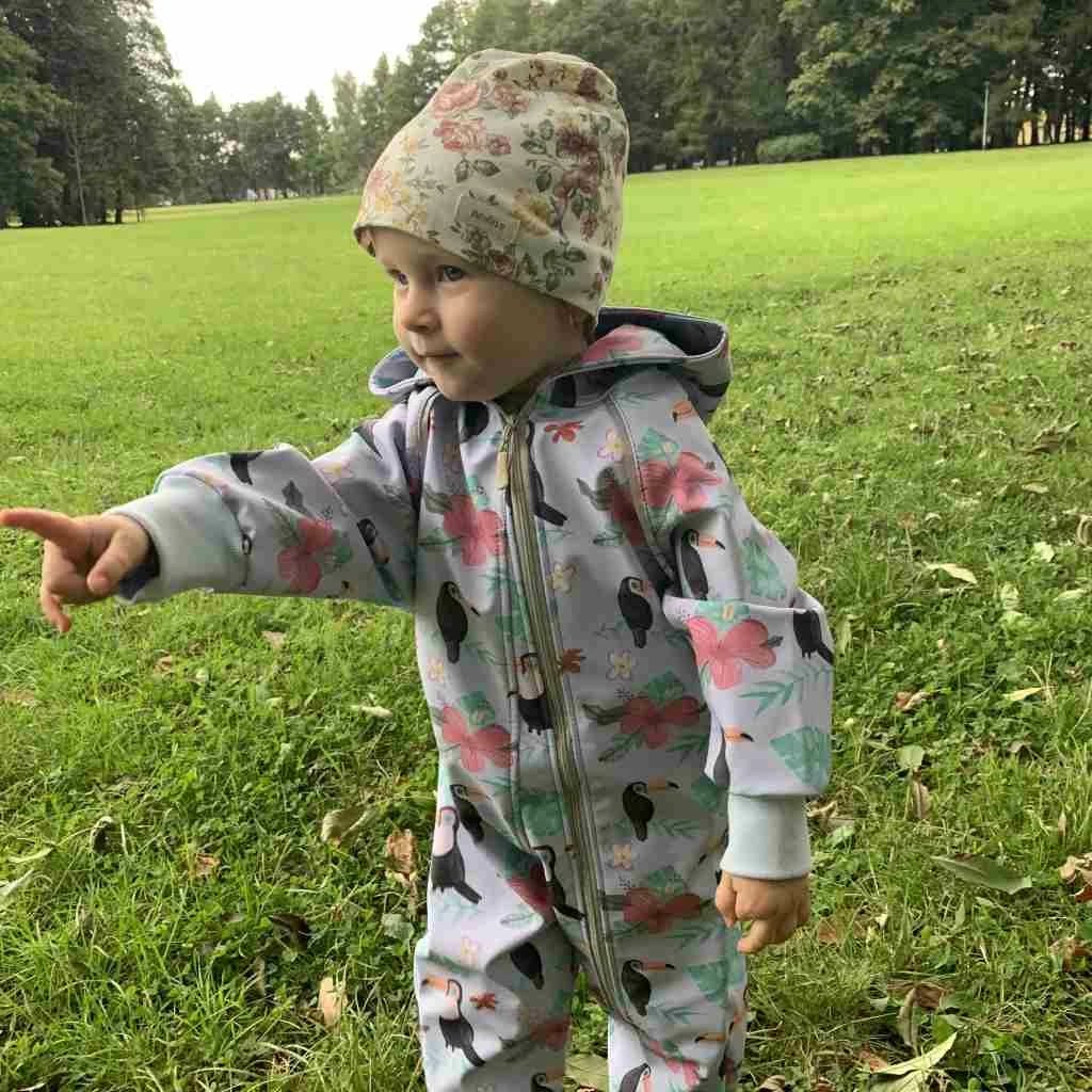 kombinezon softshell bebe, New Baby Tukan, i izoluar me fleece, i papërshkueshëm 10,000 mm, i frymëmarrshëm 5,000, me kapuç, madhësia 98 (2-3 vjet)
