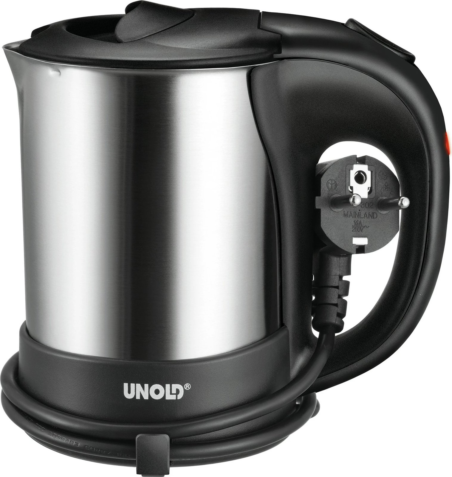 Ibrik elektrik UNOLD 18575, çelik inoks, udhëtimi, 0.5L, i zi
